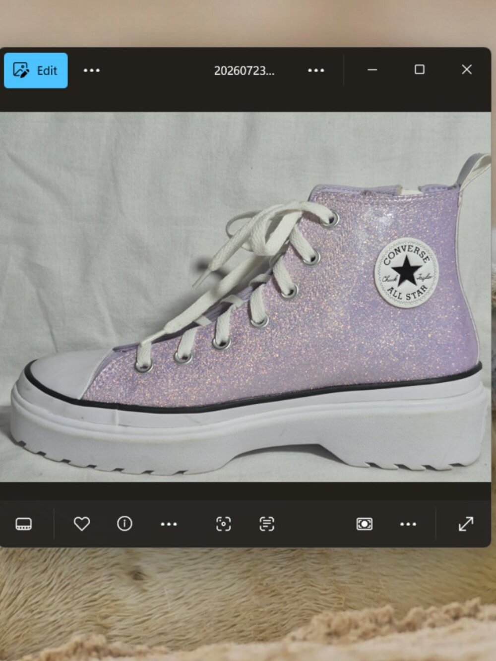 Converse Chuck Lugged Lift Women Kid Hi Purple Glitter Sneakers Size Y 7 W 9 NEW